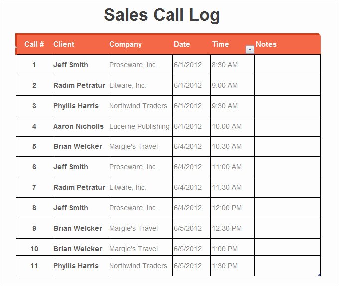 Call Log Template Excel Best Of 10 Phone Log Templates Word Excel Pdf formats