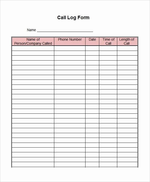 Call Log Template Excel Best Of Phone Log Template 8 Free Word Pdf Documents Download