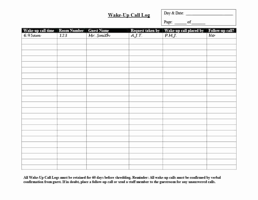 Call Log Template Excel Inspirational Printable Call Log Template Training Free – Rightarrow