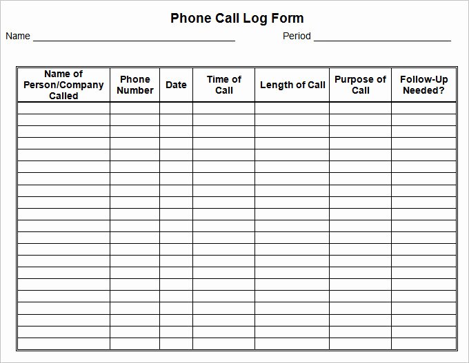 Call Log Template Excel Lovely 15 Call Log Templates Doc Pdf Excel