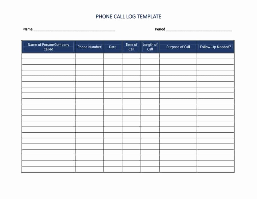 Call Log Template Excel New 40 Printable Call Log Templates In Microsoft Word and Excel