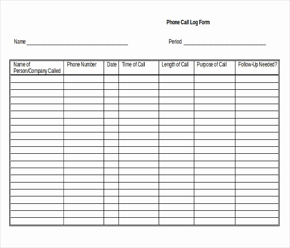 Call Log Template Excel New Phone Call Tracker Excel