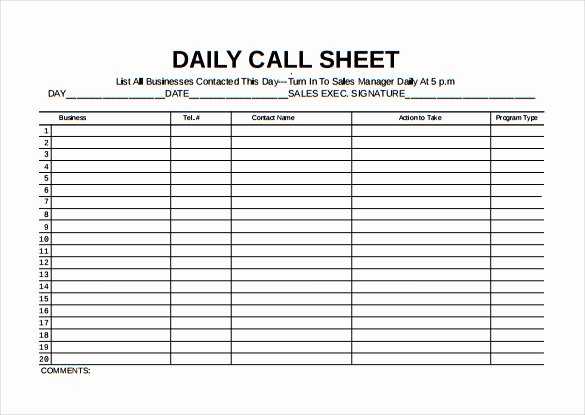 Call Sheet Template Excel Awesome Call Sheet Template 23 Free Word Pdf Documents
