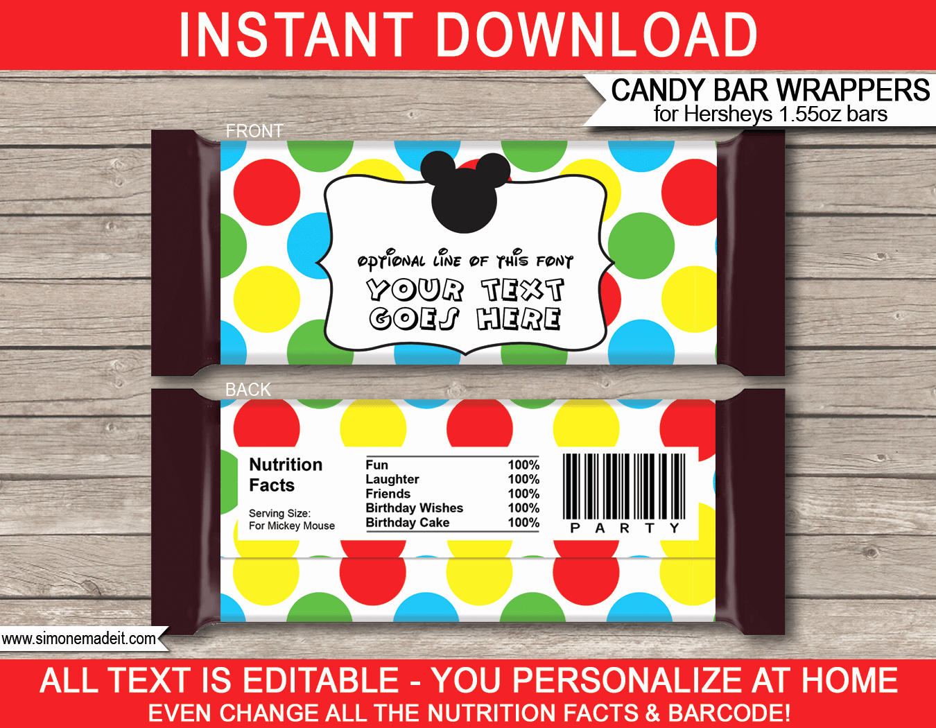 Candy Bar Label Template Luxury Mickey Mouse Hershey Candy Bar Wrappers