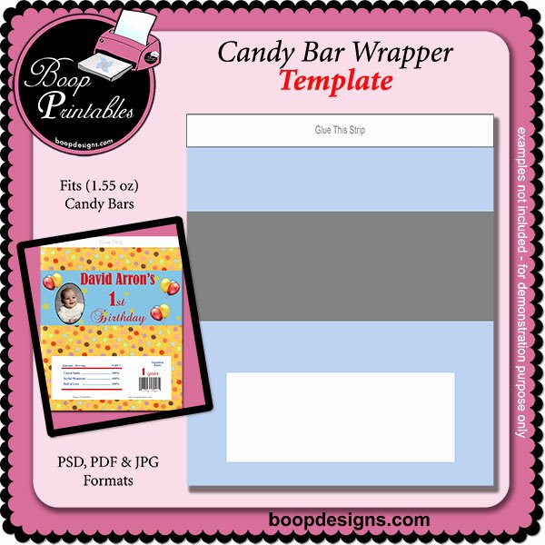 Candy Bar Wrapper Template Lovely Candy Bar Wrapper 1 55 Oz Template by Boop Printable