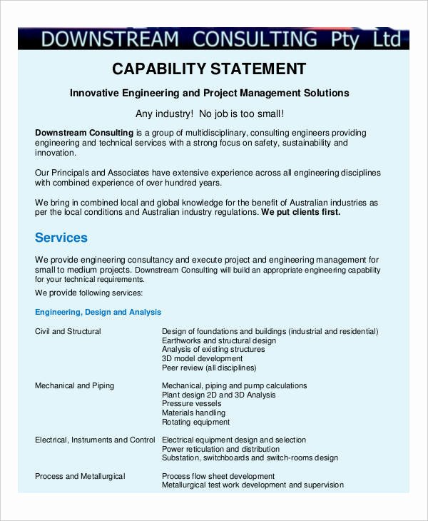Capability Statement Template Doc Awesome 8 Capability Statement Examples Samples