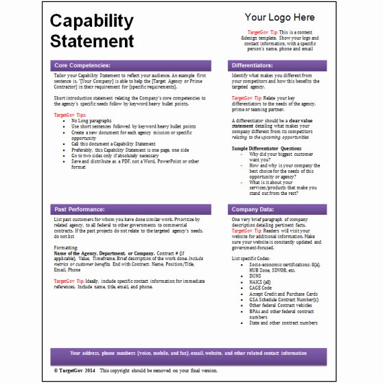 Capability Statement Template Free Lovely Tar Gov Capability Statement Editable Template Tar Gov