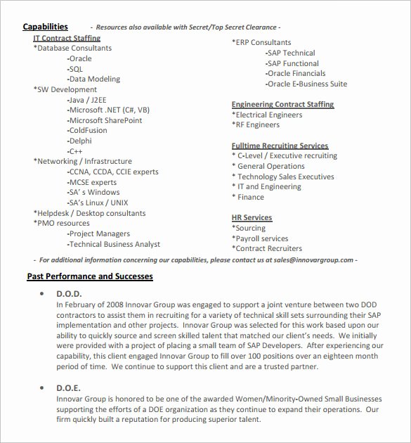 Capability Statement Template Word Inspirational 15 Capability Statement Templates – Pdf Word Pages