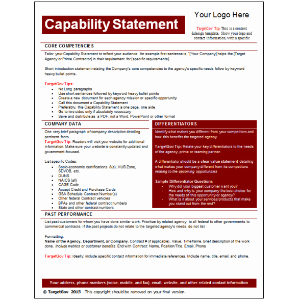 Capability Statement Template Word New Capability Statement Editable Template Tar Gov