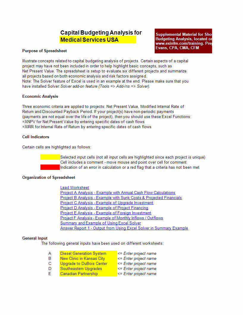 Capital Budget Template Excel Awesome Free Excel Capital Bud Ing Analysis