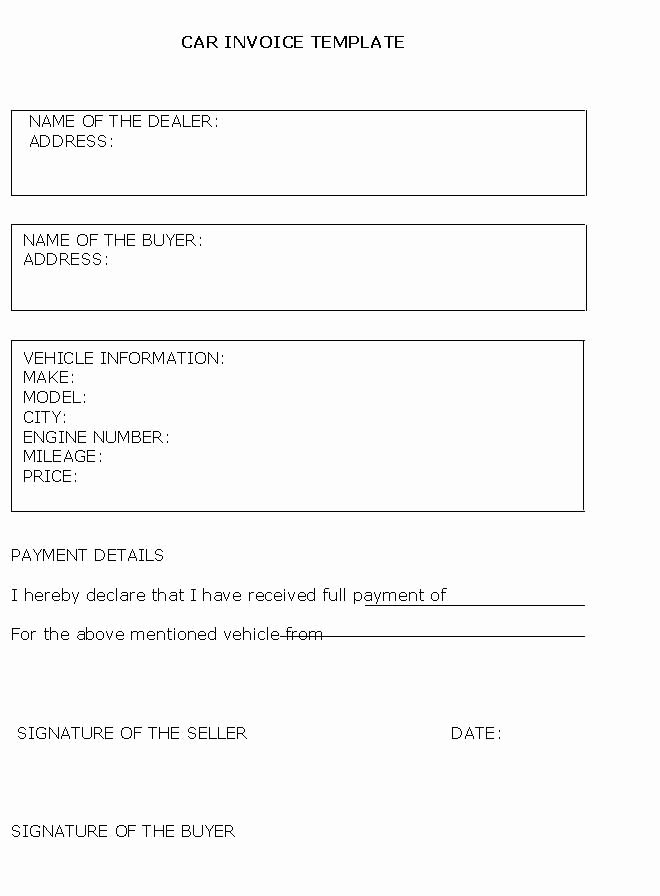 Car for Sale Template New Car Sales Invoice Template Free Invoice