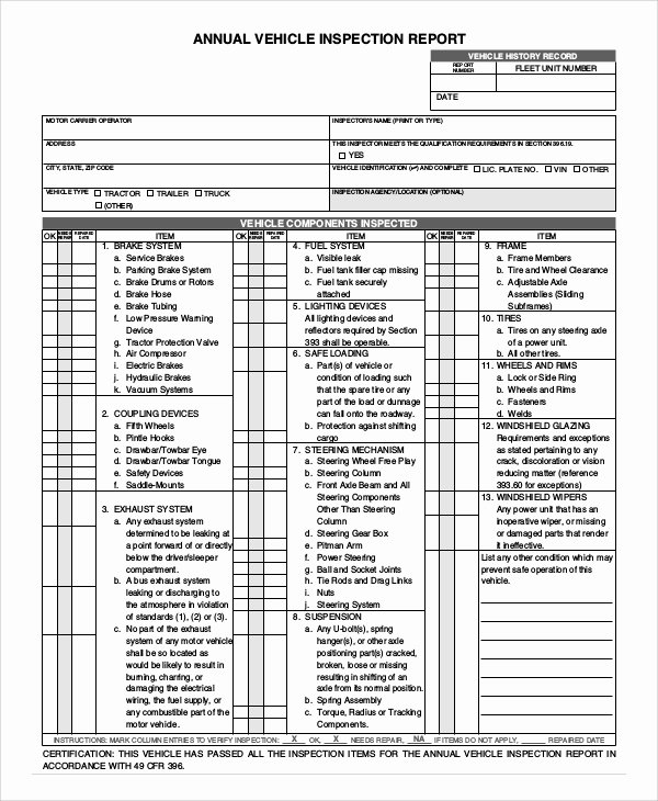 Car Inspection Checklist Template Beautiful 8 Vehicle Inspection forms – Pdf Word
