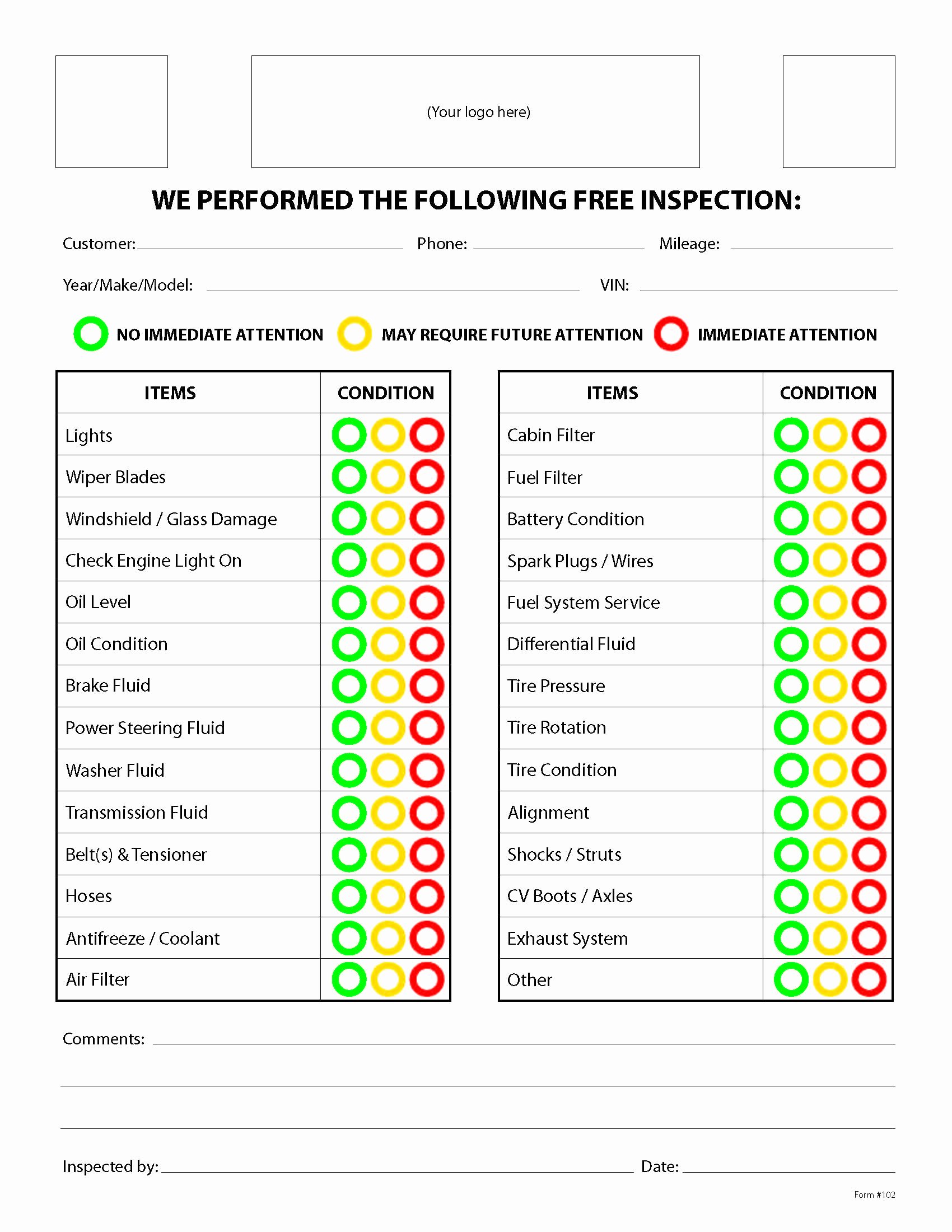 Car Inspection Checklist Template Elegant Free form Mighty Auto Parts