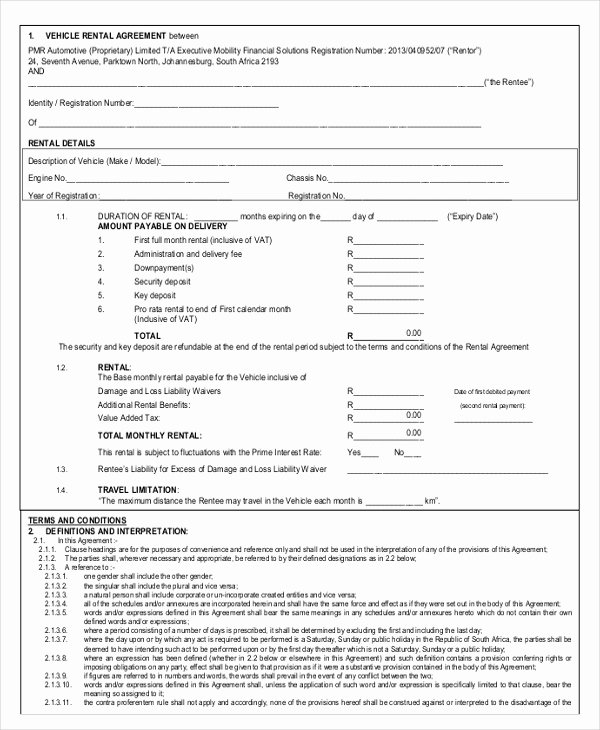Car Lease Agreement Template Best Of 17 Car Rental Agreement Templates Free Word Pdf format