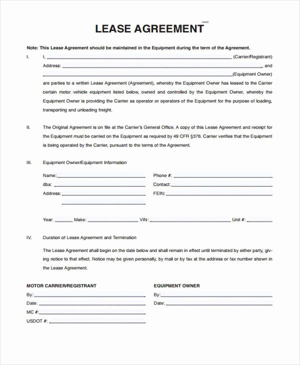 Car Lease Agreement Template Best Of Sample Truck Lease Agreements 9 Free Documents In Word Pdf