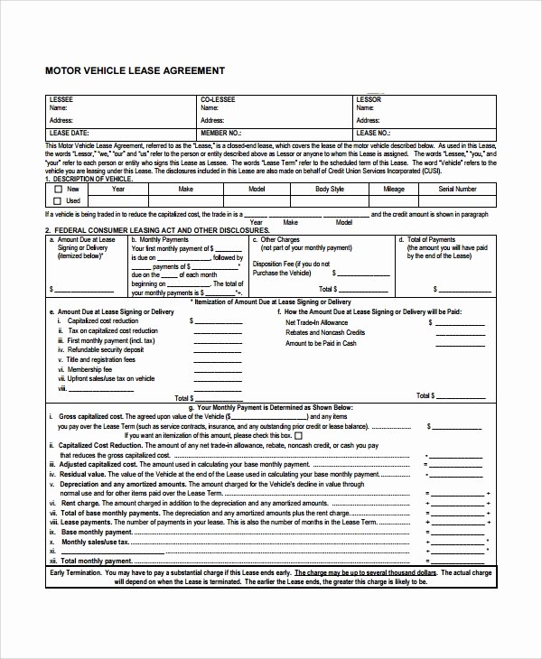 Car Lease Agreement Template Unique 9 Sample Mercial Lease Agreements Word Pdf Pages
