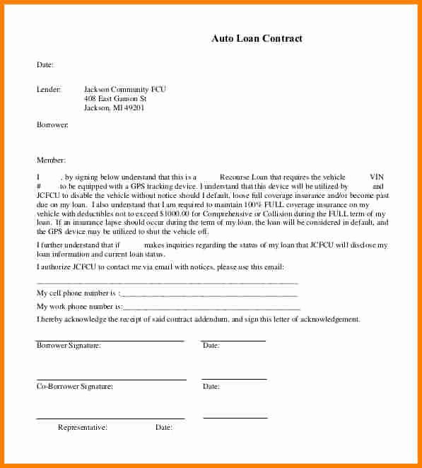 Car Payment Agreement Template New 9 Car Payment Contract