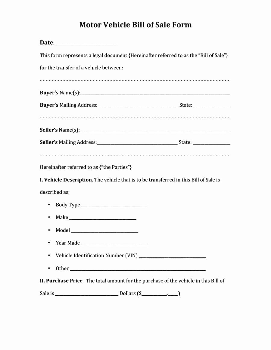 Car Purchase Agreement Template Best Of 42 Printable Vehicle Purchase Agreement Templates