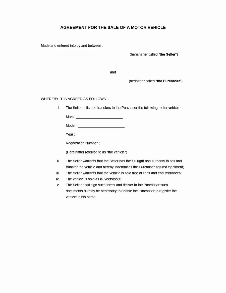 Car Purchase Agreement Template New 42 Printable Vehicle Purchase Agreement Templates
