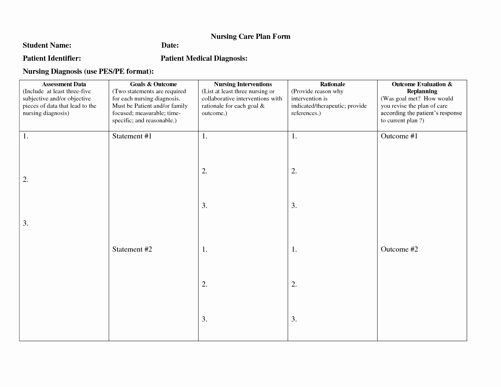 Care Plan Template Pdf New Blank Care Plan Sheets to Pin On Pinterest