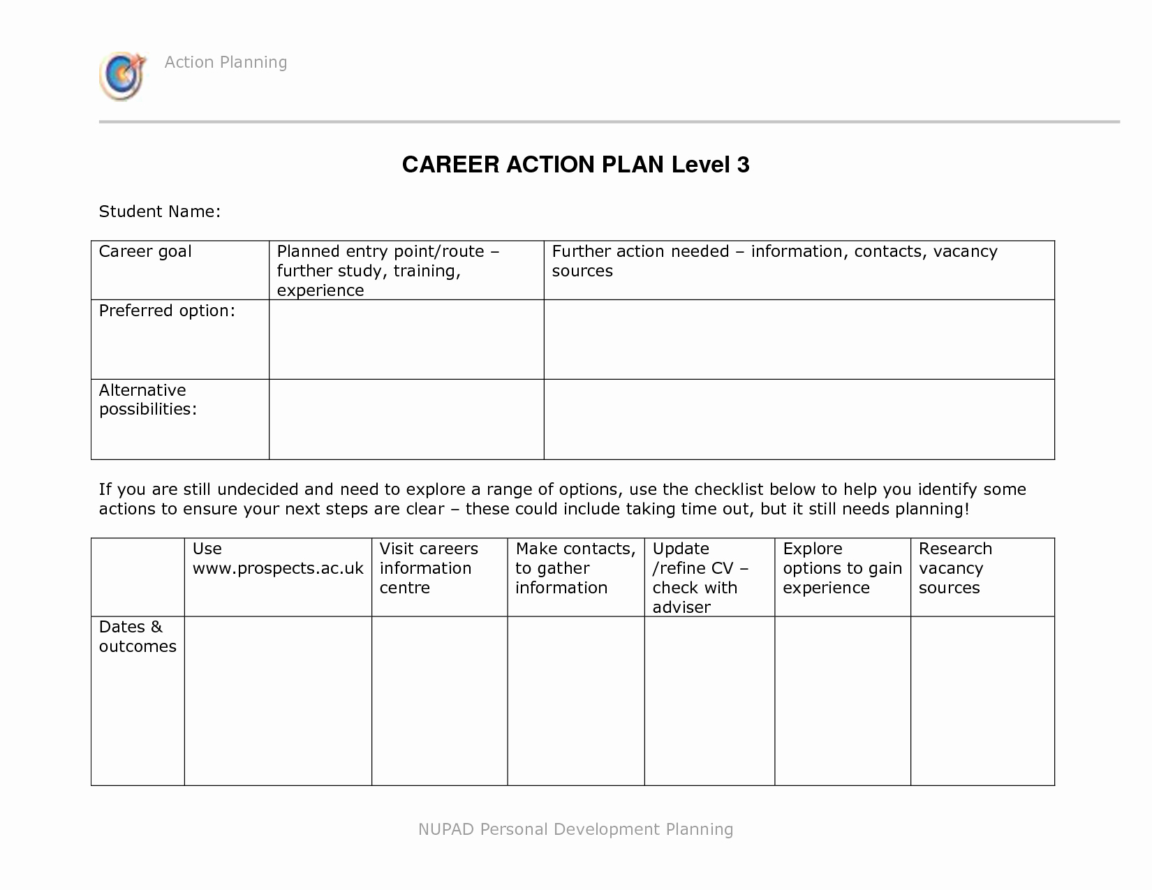 Career Action Plan Template Elegant Pin Career Development Plan Template for High School