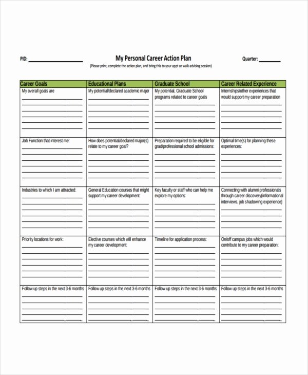 Career Action Plan Template Unique Career Action Plan Template 15 Free Sample Example