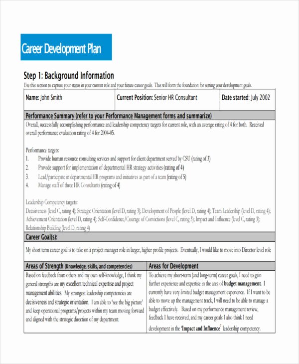 Career Development Plan Template New 57 Development Plan Examples &amp; Samples Pdf Word Pages