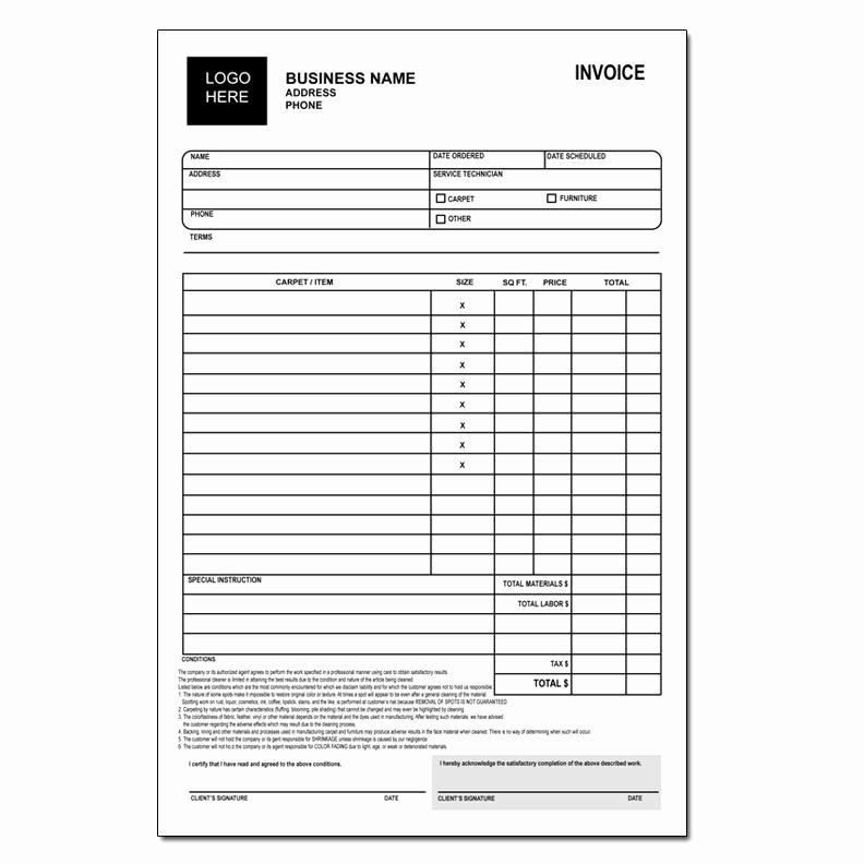 Carpet Cleaning Invoice Template Luxury Carpet Cleaning Invoice forms Custom Printing
