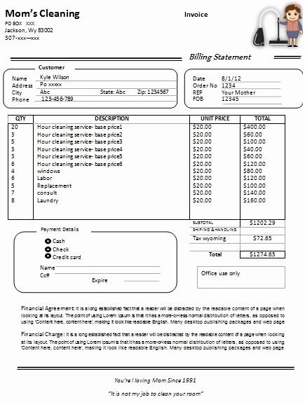 Carpet Cleaning Invoice Template Luxury Cleaning Invoice Templates Printable Free