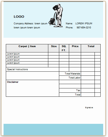 Carpet Cleaning Invoice Template Luxury Professional Carpet Cleaning Invoice Templates Impress