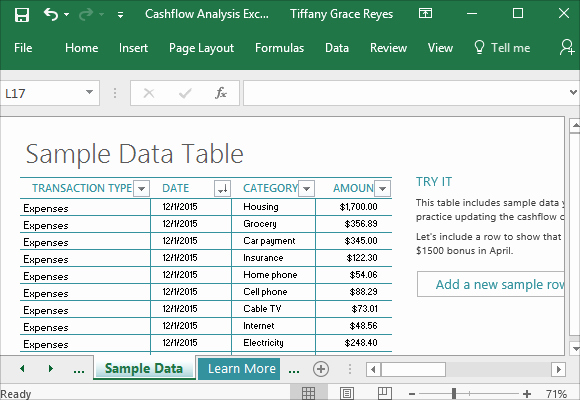 Cash Flow Analysis Template Elegant Cash Flow Analysis Template for Excel