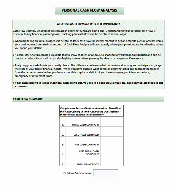 Cash Flow Analysis Template Fresh Cash Flow Analysis Template 11 Download Free Documents