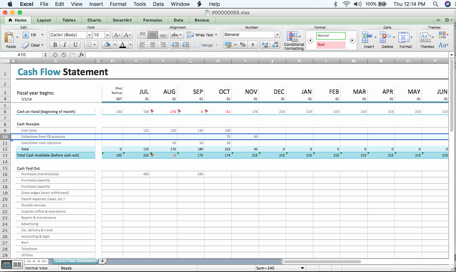 Cash Flow Template Excel Best Of A Beginner’s Cash Flow forecast Microsoft’s Excel