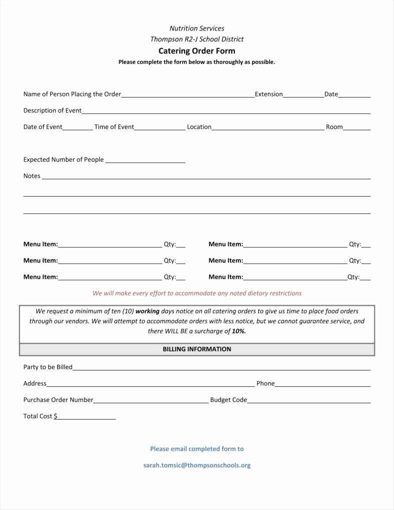 Catering order form Template Beautiful 8 Catering order form Free Samples Examples Download