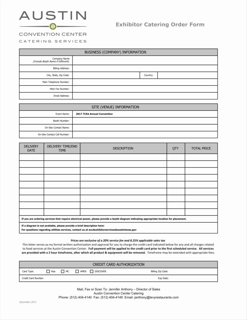 Catering order form Template Best Of 8 Catering order form Free Samples Examples Download