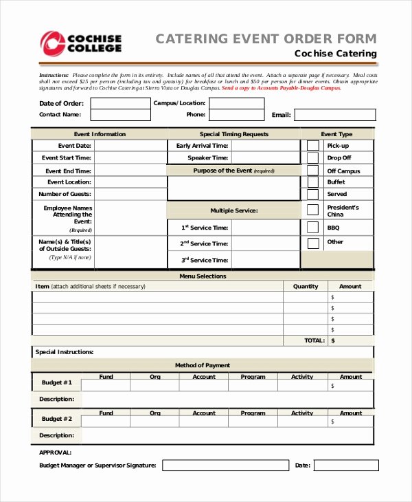 Catering order forms Template Beautiful Sample event order form 10 Free Documents In Word Pdf
