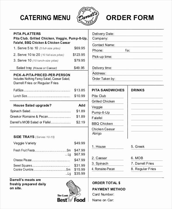 Catering order forms Template Lovely 16 Catering order forms Ms Word Numbers Pages