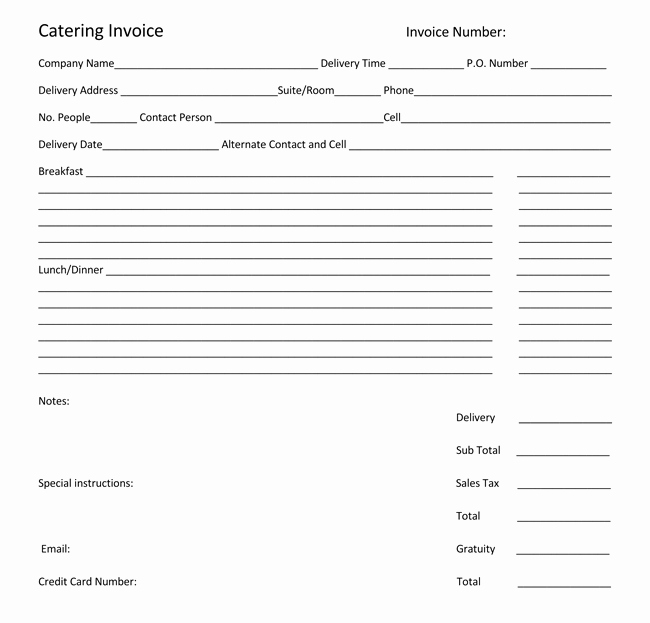 Catering order forms Template New Catering Invoice Templates 10 Different formats In Pdf
