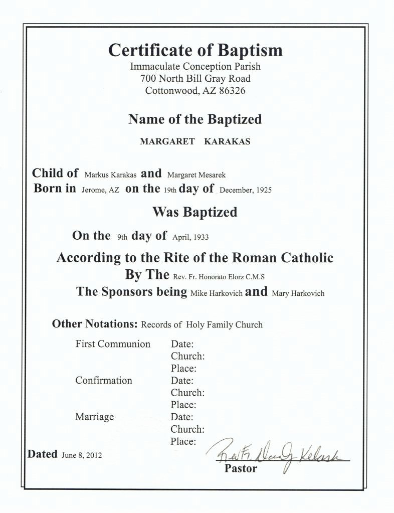 Catholic Baptism Certificate Template Beautiful I Got Baptism Certificates for All the Karakas Children
