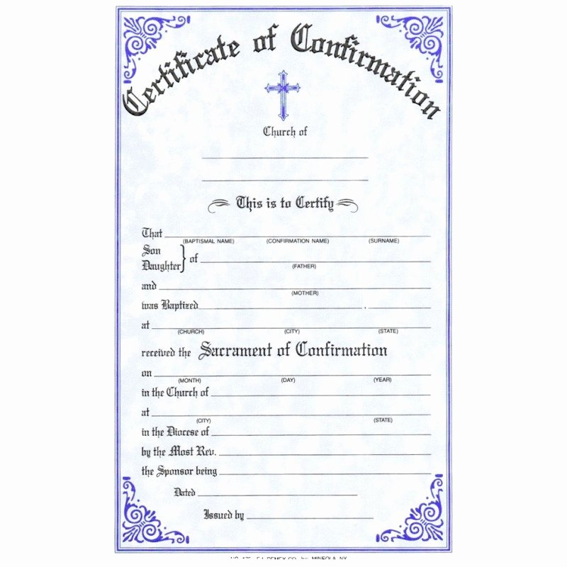 Catholic Baptism Certificate Template Fresh Confirmation Certificates the Paraclete Catholic Bookstore