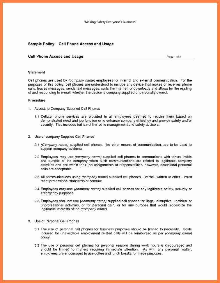 Cell Phone Policy Template Lovely 9 Pany Cell Phone Policy Template