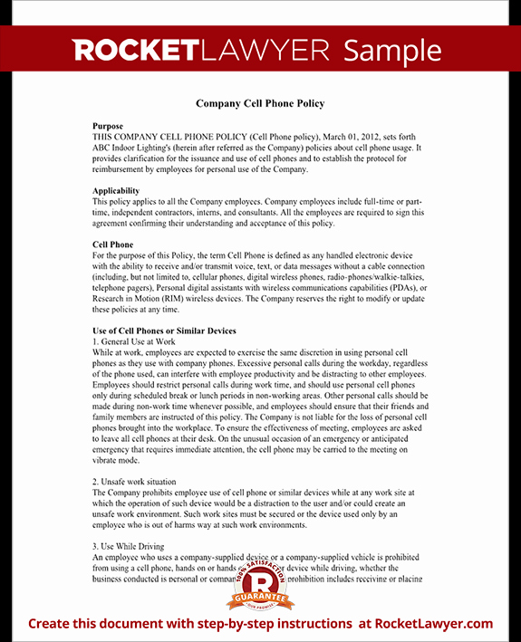Cell Phone Policy Template Lovely Pany Cell Phone Policy with Template &amp; Sample