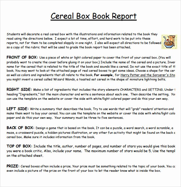 Cereal Box Project Template Inspirational 5 Sample Cereal Box Book Reports