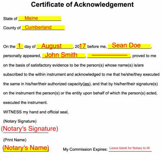Certificate Of Acknowledgement Template New Free Bill Of Sale forms Pdf Word