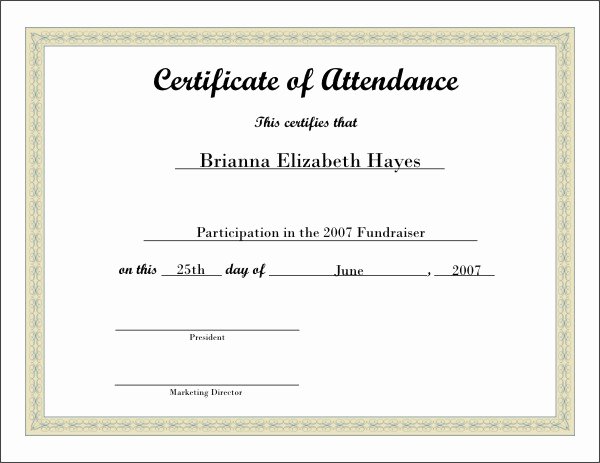 Certificate Of attendance Template Inspirational Free Printable Certificate 5