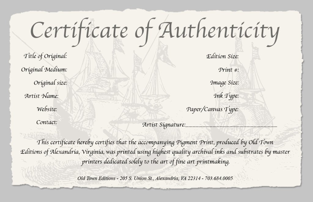Certificate Of Authenticity Template Awesome Certificate Authenticity Template
