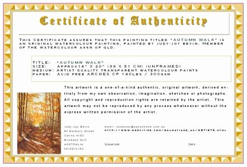 Certificate Of Authenticity Template Elegant Certificates Of Authenticity for Artists