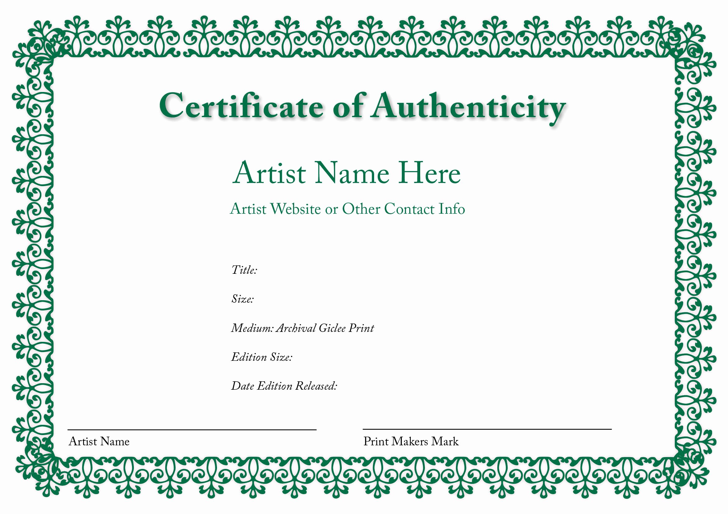 Certificate Of Authenticity Template Fresh Blank Certificates Of Authenticity