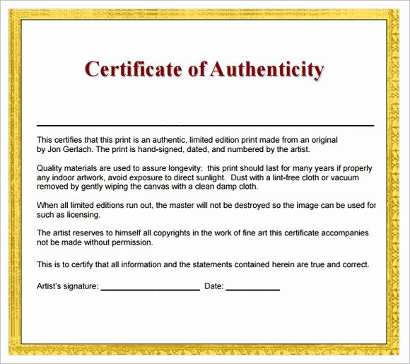 Certificate Of Authenticity Template New 6 Certificate Authenticity Templates Website