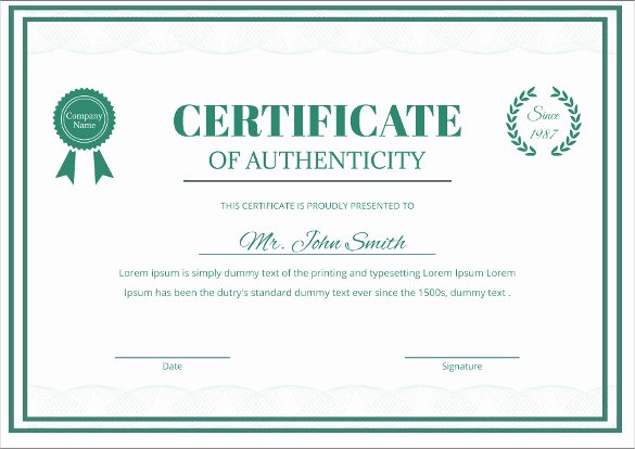 Certificate Of Authenticity Template Unique Printable Certificate Template 46 Adobe Illustrator